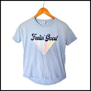 Wildfox Retro Feeling Good Graphic Tee Light Blue XS